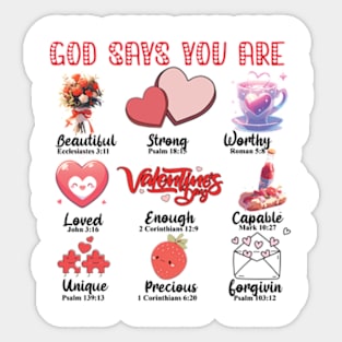 God Says You Are Valentine, Jesus Valentine, Valentine Doodle, Christian Valentine, Valentine bible verse Sticker